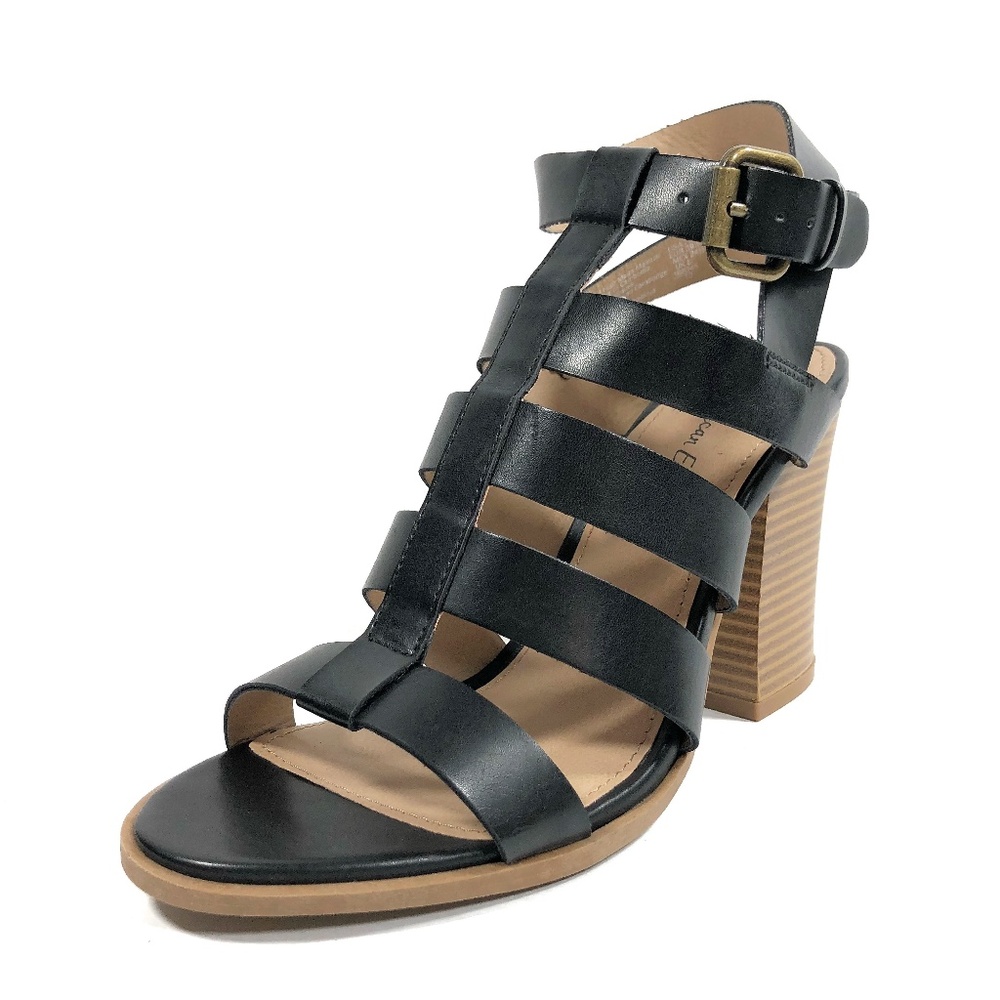 Women’s Wilder Block Black & Brown Heels, Size 7.5